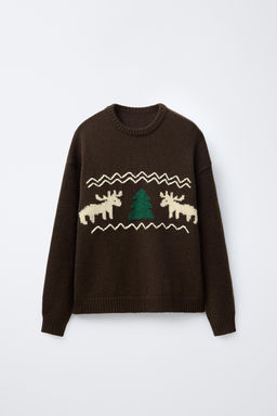 KNIT JUMPER WITH EMBROIDERED REINDEER - Zara фото 2