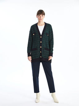 V Yaka Ekose Kad?n Triko H?rka