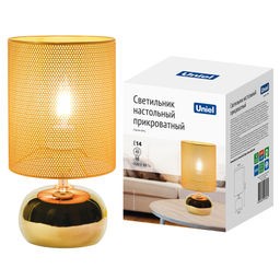 UML-B307 E14 GOLD/COPPER Светильник настольный декоративный под лампу Е14, 40W. Механический выключатель. Золотой/Медный. ТМ Uniel - Volpe фото 7