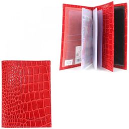 Обложка для авто+паспорт-Croco-ВП-102 натуральная кожа красный крокодил (203) 202332
