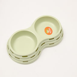 Миска рельефная пластиковая двойная 2 х 160 мл , 25 х 14 х 5 см, зелёная - Пижон фото 3