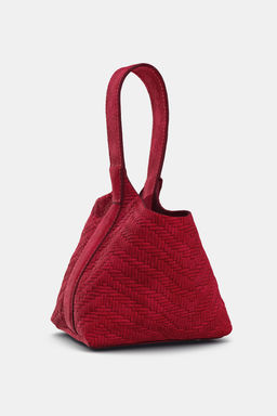 BRAIDED SUEDE MINI BUCKET BAG - Zara фото 4