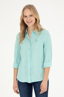 Женская рубашка зеленого цвета с длинным рукавом - U.s. polo assn фото 10