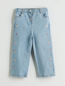 ?i?ek Nak??l? K?z ?ocuk Jean Pantolon