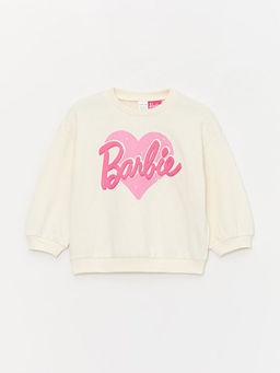 Bisiklet Yaka Barbie Bask?l? Uzun Kollu K?z Bebek Sweatshirt
