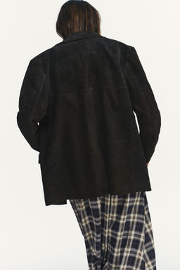 100% SUEDE LEATHER BLAZER WITH POCKETS - Zara фото 4