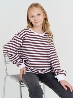 Свитшот облегченный Полоска Шоколад 7+ - Bungly фото 6