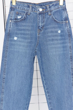 Koyu Mavi Erkek Cocuk Baggy Pamuklu Ayarlanabilir Lastikli Denim Pantolon Jean TKDSS24PL00005 - Trendyolmilla фото 12