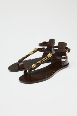 LEATHER SANDALS WITH ADORNMENT - Zara фото 5