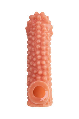 Насадка реалистичная KOKOS COCK SLEEVE с дополнительной стимуляцией, TPE, телесная, 17.6 см