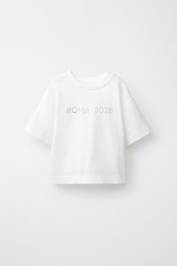 CAMISETA TEXTO STRASS / Blanco