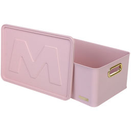 Корзина - органайзер для хранения с крышкой "ОКСФОРД", цвет нежно-розовый, 35,8*24,8*16см (лейбл Селфи)