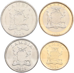 Набор из 4 монет 2024 года Замбия