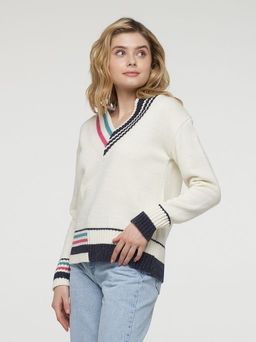 Джемпер женский BY222-40099. 10480/189/20820/40458 молоко/т.синий/бутон розы/аквамарин