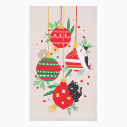 Цена за 2 шт. Набор новогодних полотенец «Доляна. Новогодние игрушки», 28×46 см - 2 штуки, 100% хлопок, рогожка 164 г/м²