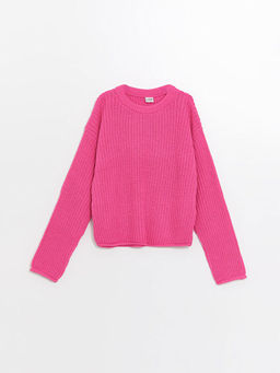 Bisiklet Yaka Uzun Kollu K?z ?ocuk Triko Kazak