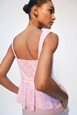 TOP CORSETERO RAYAS FLORES / Rosa
