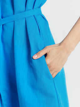 Сарафан женский лазурно-голубой изо льна и хлопка - Mark formelle фото 7