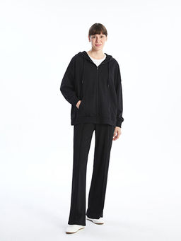 Kap??onlu Oversize Kad?n Fermuarl? Sweatshirt