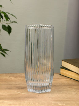Ваза для цветов «Эдисон», линии, 28×13.5 см, стекло, прозрачная