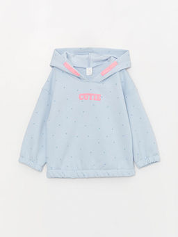 Uzun Kollu Bask?l? K?z Bebek Hoodie