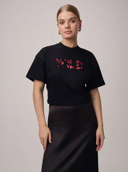 CONTE Футболка с манжетами и вышивкой As it was LD 2679 black-wild
