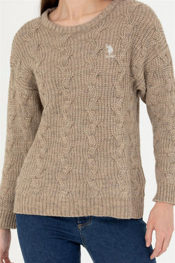 Женский свитер песочного меланжа - U.s. polo assn фото 6