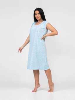 Ночная сорочка женская, цвет голубой белый