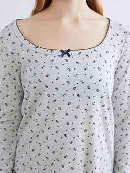 U Yaka ?i?ekli Kad?n Pijama Tak?m