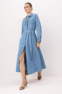 Mavi Maxi Baglama Detayl? Denim Elbise TWOSS26EL00268
