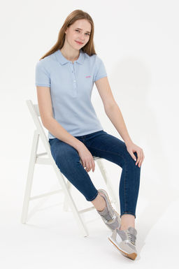 U. S. Polo Assn Женская голубая базовая футболка с воротником-поло