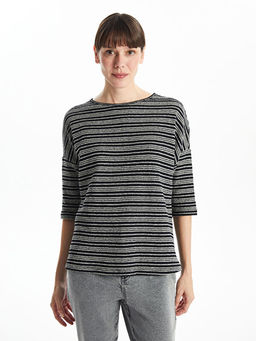 Bisiklet Yaka ?izgili Kad?n Ti??rt