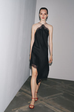ZW COLLECTION SATIN LACE DRESS - Zara фото 9