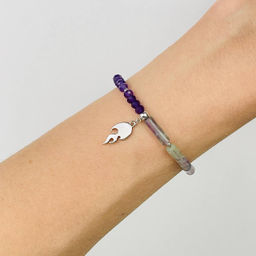 Браслет из Флюорита и Аметиста с подвеской 16,5 см +