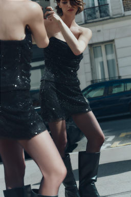 BEADED MESH MINI SKIRT - Zara фото 3