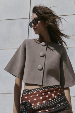 COVERED BUTTON KNIT CARDIGAN - Zara фото 5