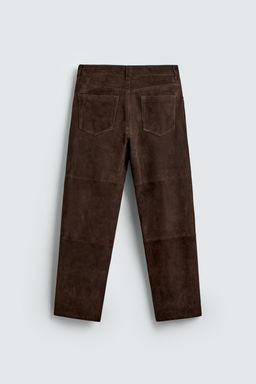 PANTAL?N STRAIGHT FIT PIEL ANTE / Marr?n oscuro - Zara фото 8