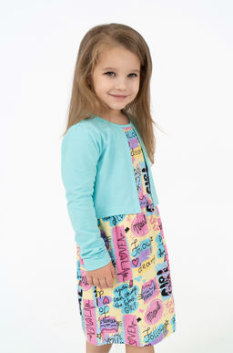 Платье детское бирюзовое болеро ПЛ-719 (86-92)