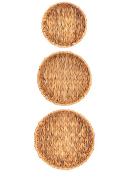 Набор 3 плетеных корзин 25*25*10 см, 30*30*12,5 см, 33*33*14 см, водный гиацинт