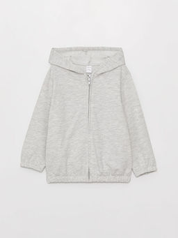Kap??onlu Uzun Kollu K?z Bebek Fermuarl? Sweatshirt
