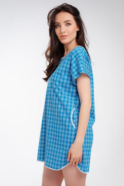 Туника женская Социал клетка голубая