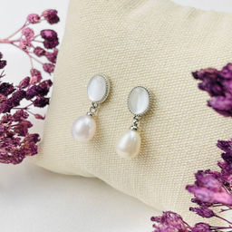 Серьги-пусеты из речного Жемчуга и Перламутра
