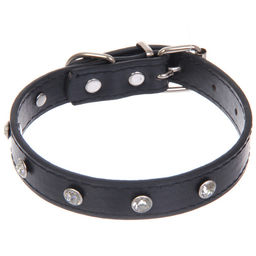 Цена за 3 шт. Ошейник для собак и кошек со стразами "На стиле", цвет черный, 2см, размер S, 28*30см (лейбл)