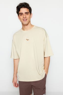 Tas Oversize/Genis Kesim Bisiklet Yaka K?sa Kol Dinozor Islemeli T-Shirt TMNSS23TS00243