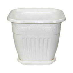 Горшок для цветов п/эт. с поддоном "Лозанна" 5л квадратный (белый)