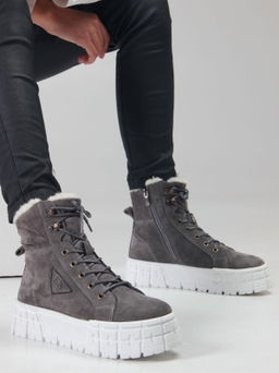 Ботинки 216.212131w. серый замок замша / Шерсть