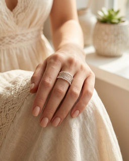 Кольцо с белым серебрением