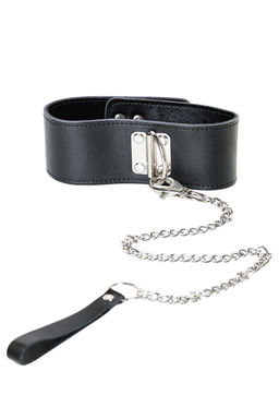 Ошейник TOYFA Theatre кожаный с поводком черный  фото 3