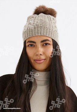 Шапка из 100% монгольской шерсти с помпоном (арт. 05103) - Монголка фото 7
