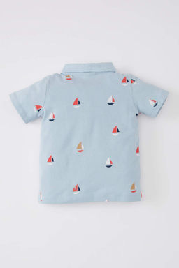 Футболка-поло с короткими рукавами и рисунком пике для маленьких мальчиков - Defacto фото 4